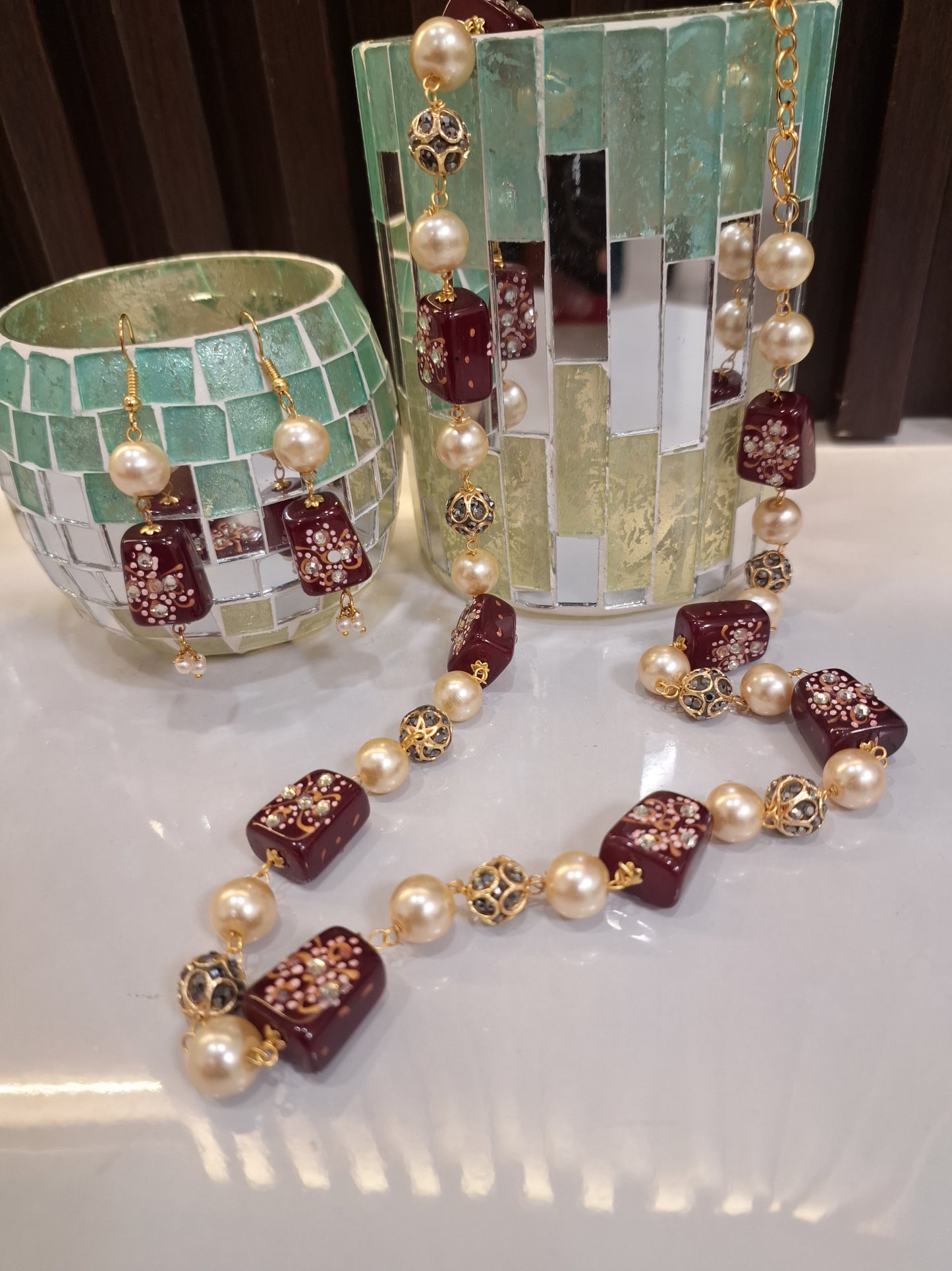 Rubina maroon mala necklace set