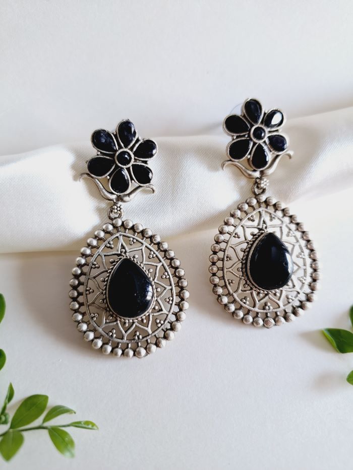 Ruhika Black dangler earrings