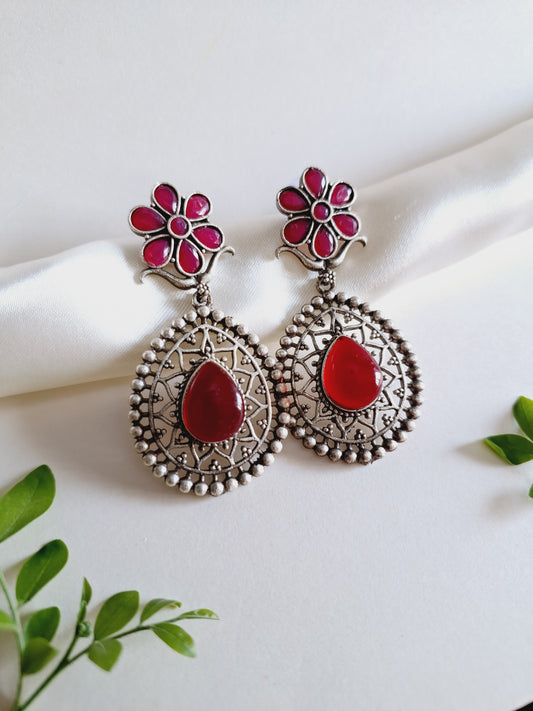 Ruhika red dangler earrings