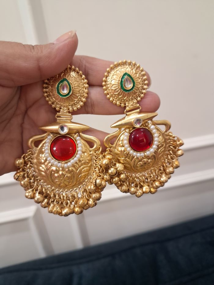 Shruti red dangler earrings