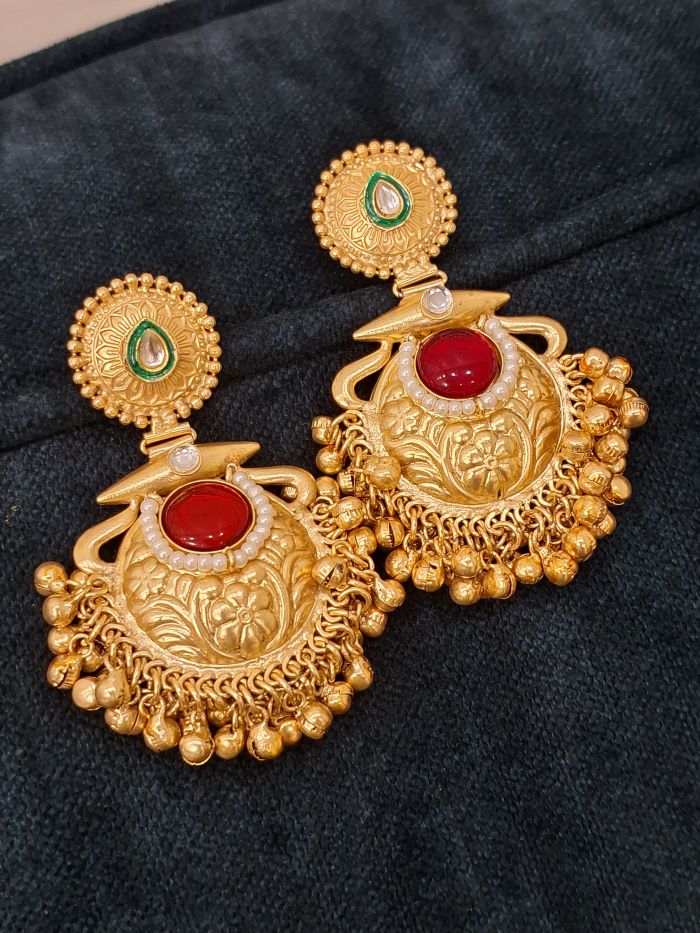 Shruti red dangler earrings