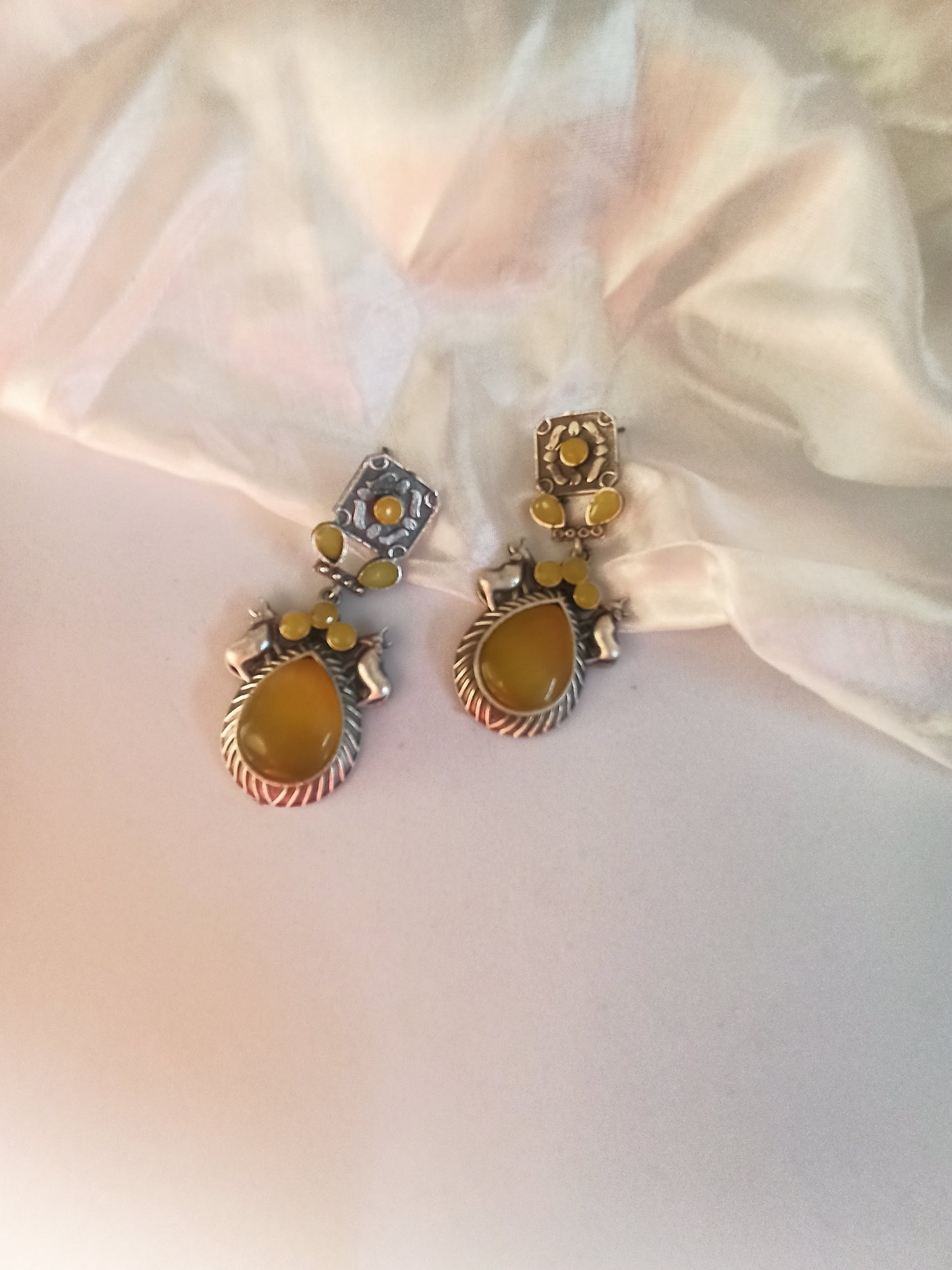 Tanisha Yellow dangler earrings