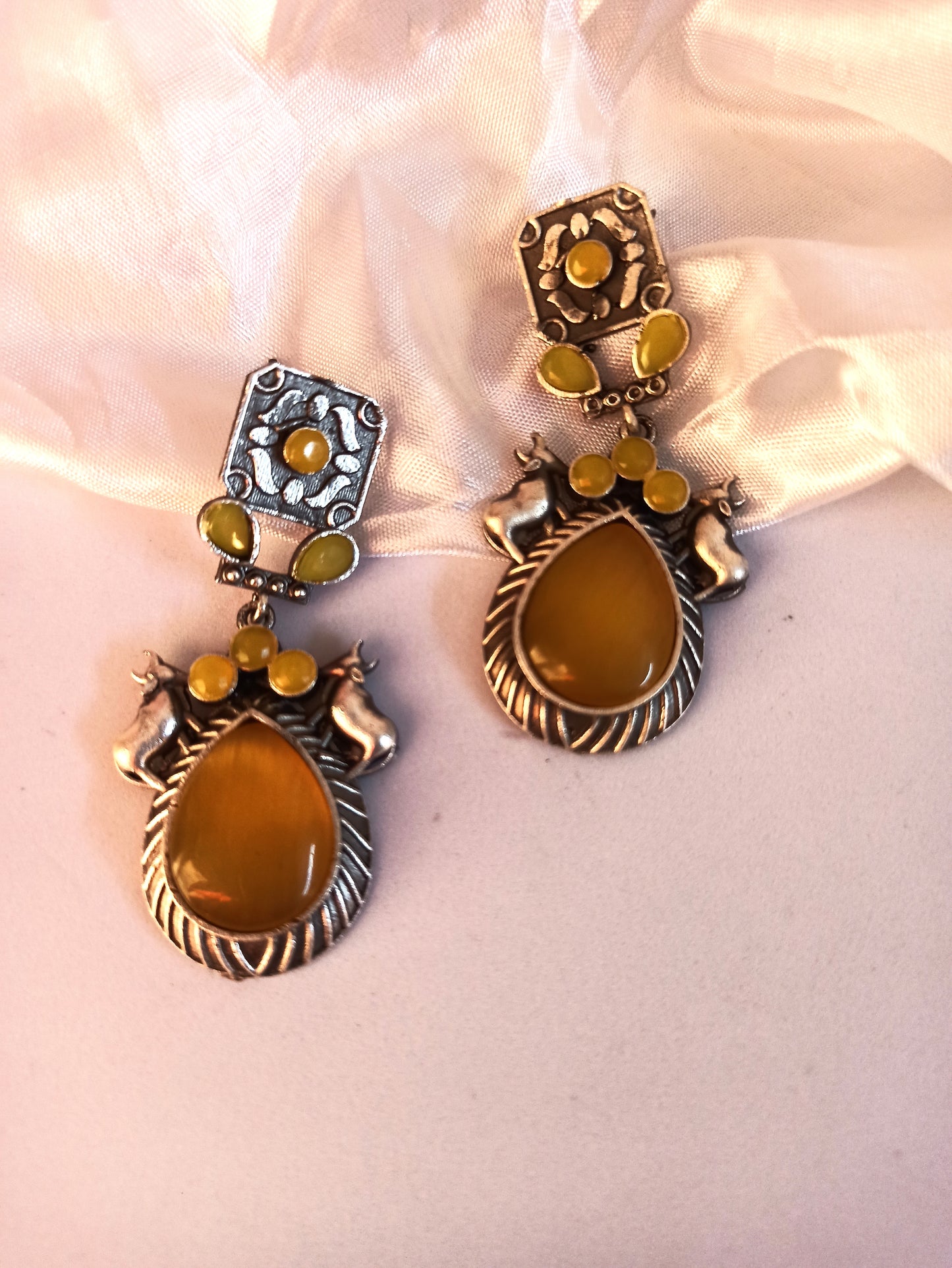 Tanisha Yellow dangler earrings
