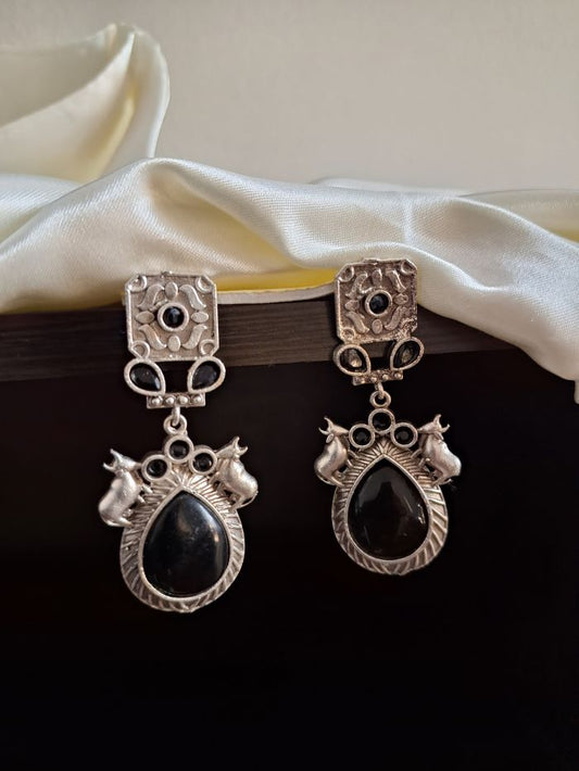 Tanisha Black dangler earrings