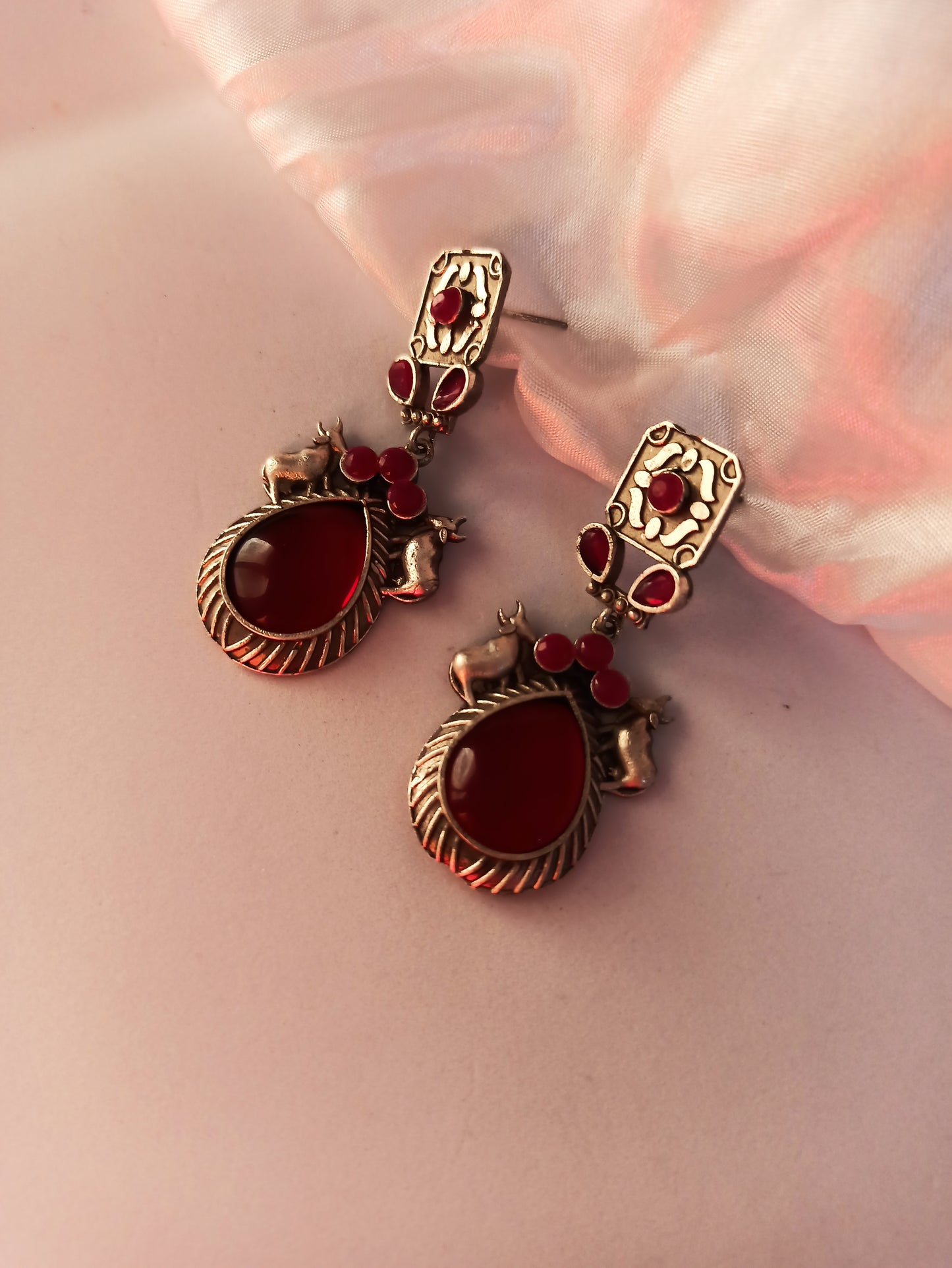 Tanisha red Dangler earrings