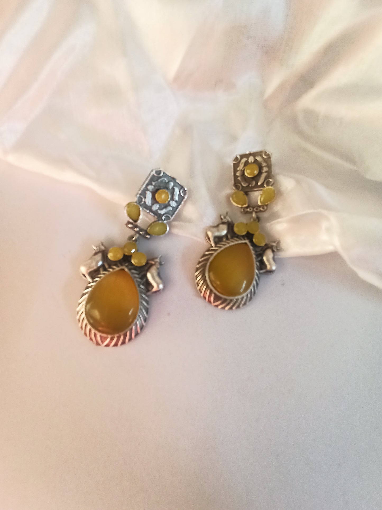 Tanisha Yellow dangler earrings