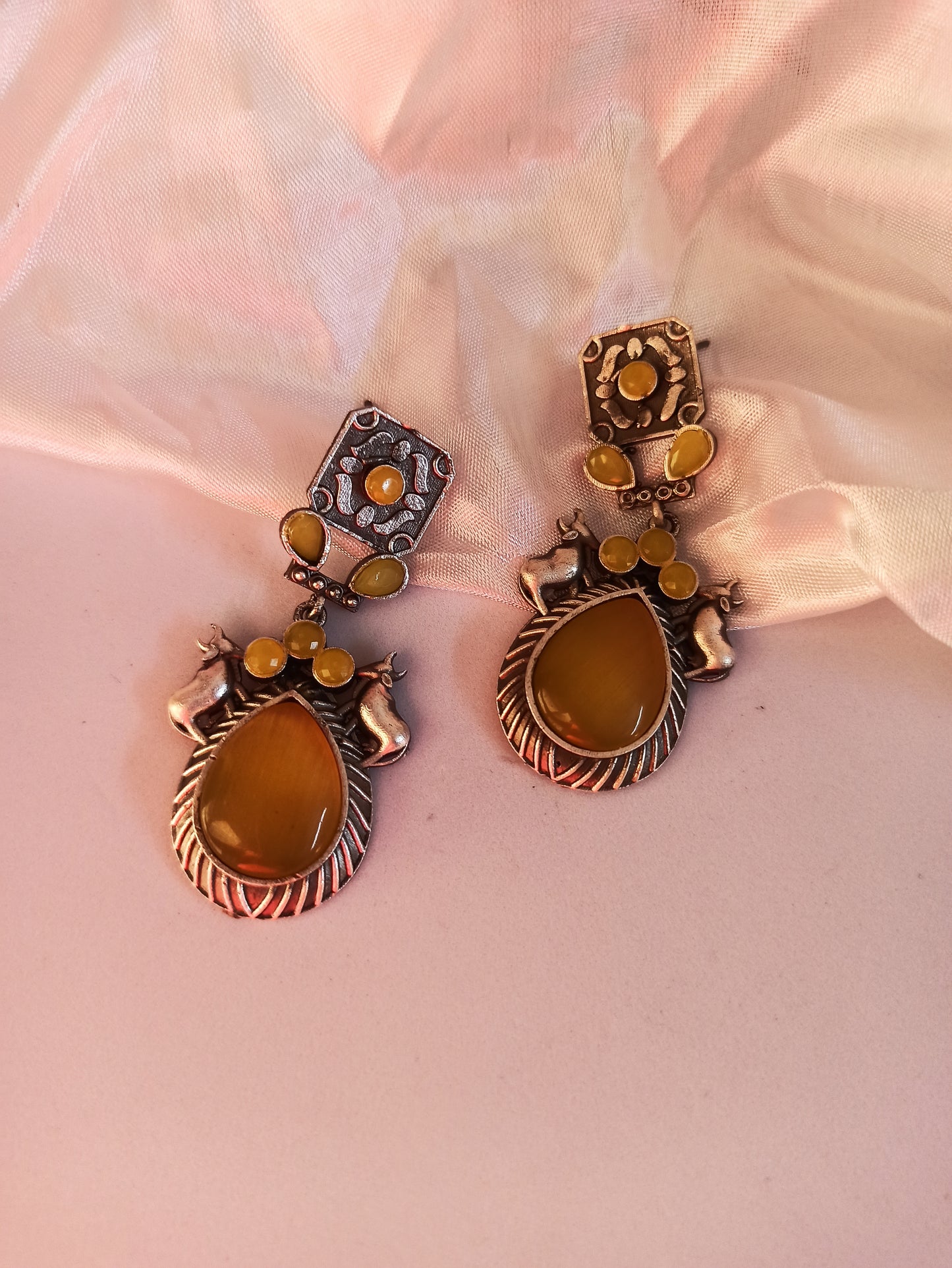 Tanisha Yellow dangler earrings