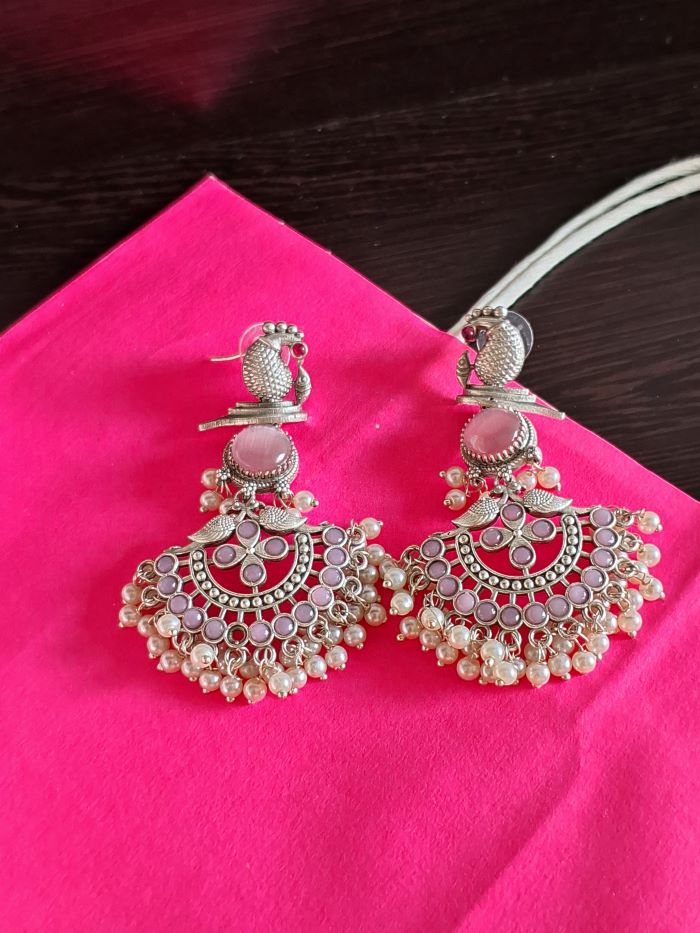 Tiyasha blush pink dangler earrings