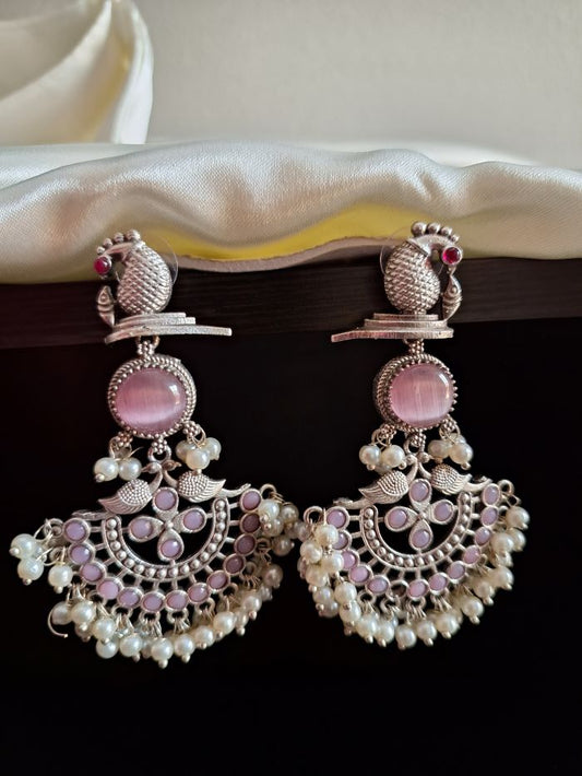 Tiyasha blush pink dangler earrings