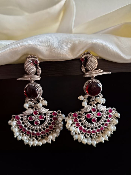 Tiyasha maroon dangler earrings