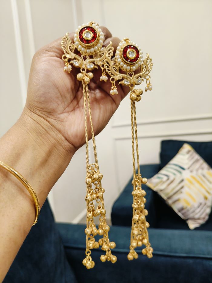 Arishi red kashmiri earrings