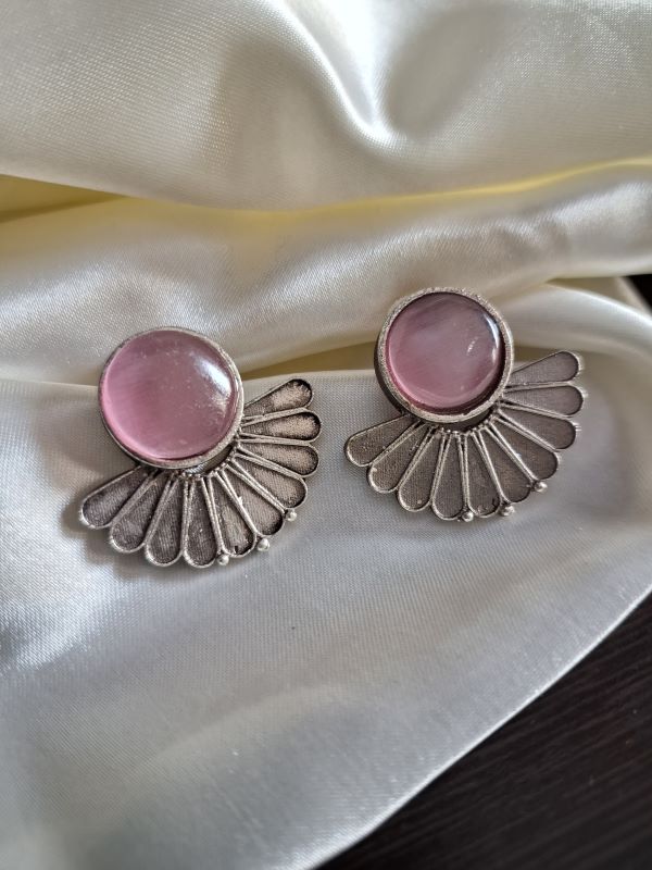 Aster mint pink studs earrings