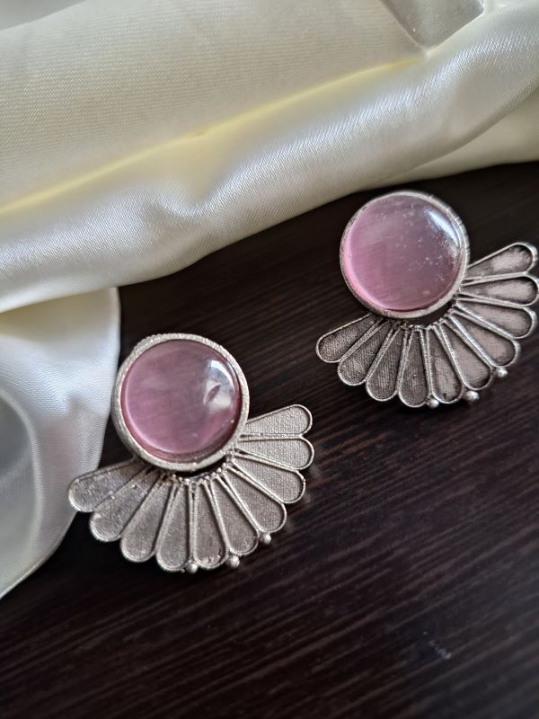 Aster mint pink studs earrings