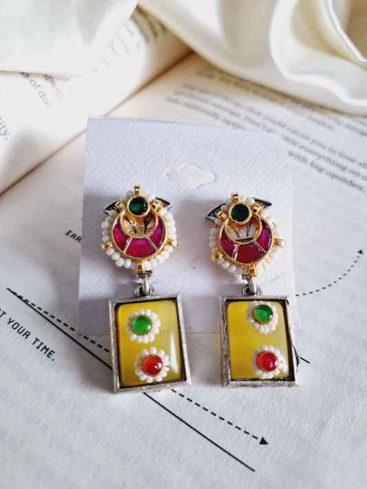 Chandrika yellow drop earrings