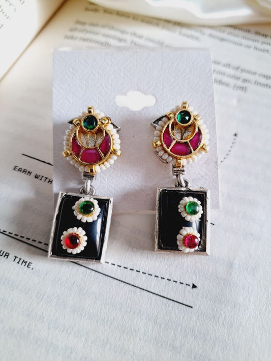 Chandrika black drop earrings
