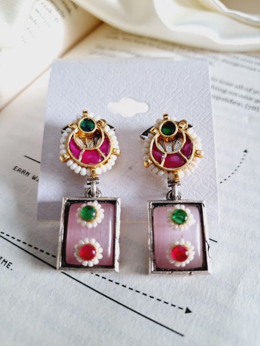 Chandrika blush pink drop earrings