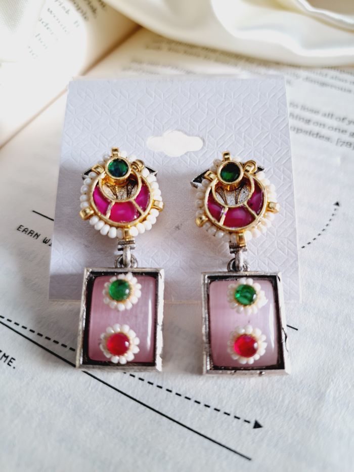 Chandrika blush pink drop earrings