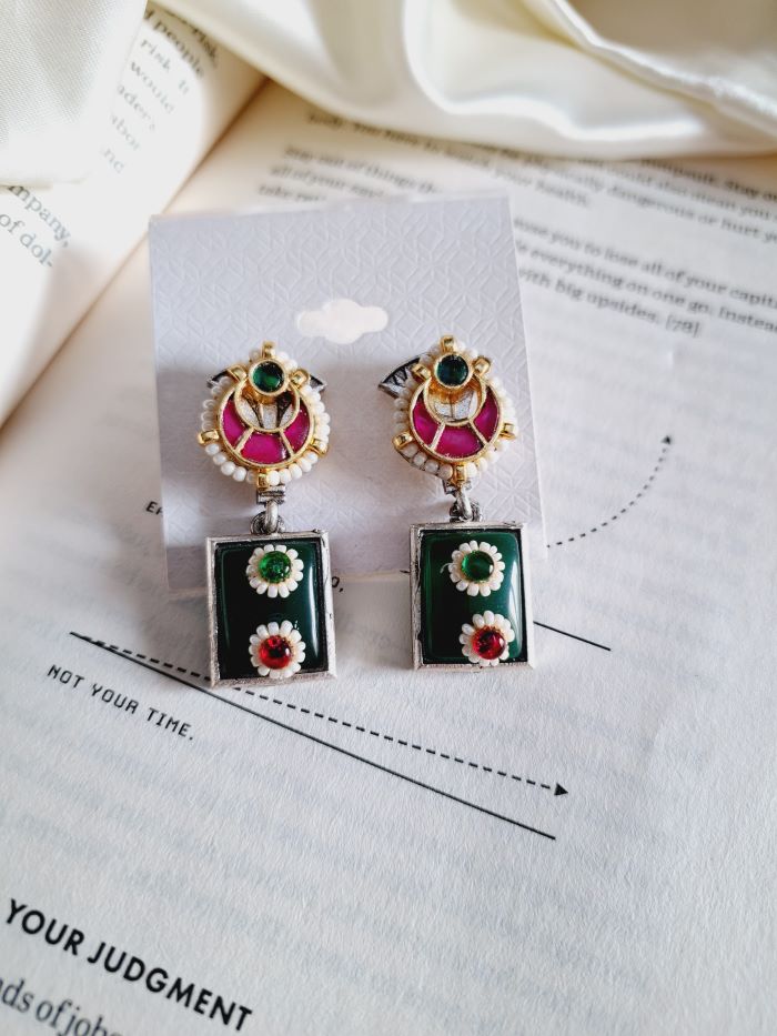 Chandrika emerald green drop earrings