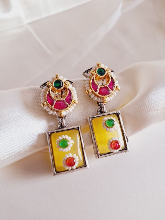 Chandrika yellow drop earrings