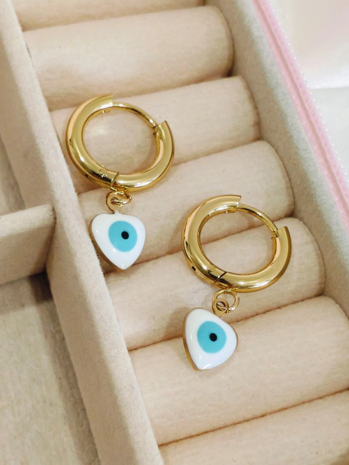 Danish anti-tarnish evil eye huggies earrings