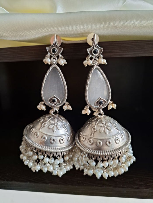 Falguni white  jhumka earrings