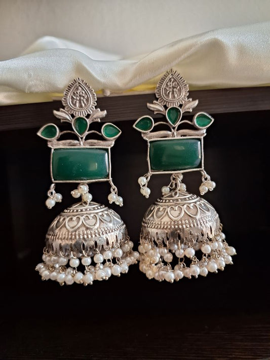 Jasmi Emerald Green jhumki earrings