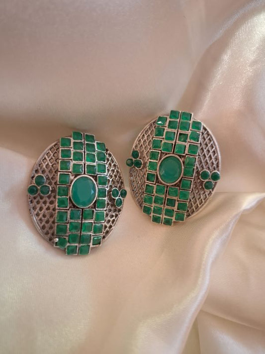 Jasmine Emerald green stud earrings