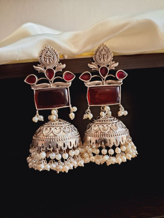 Jasmi red jhumki earrings