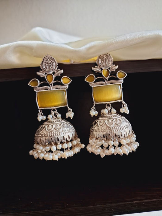 Jasmi Yellow jhumki earrings