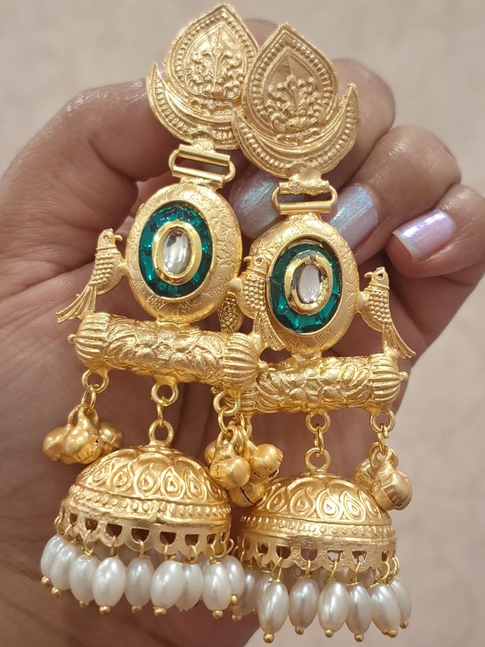 Jaspreet green jhumkis