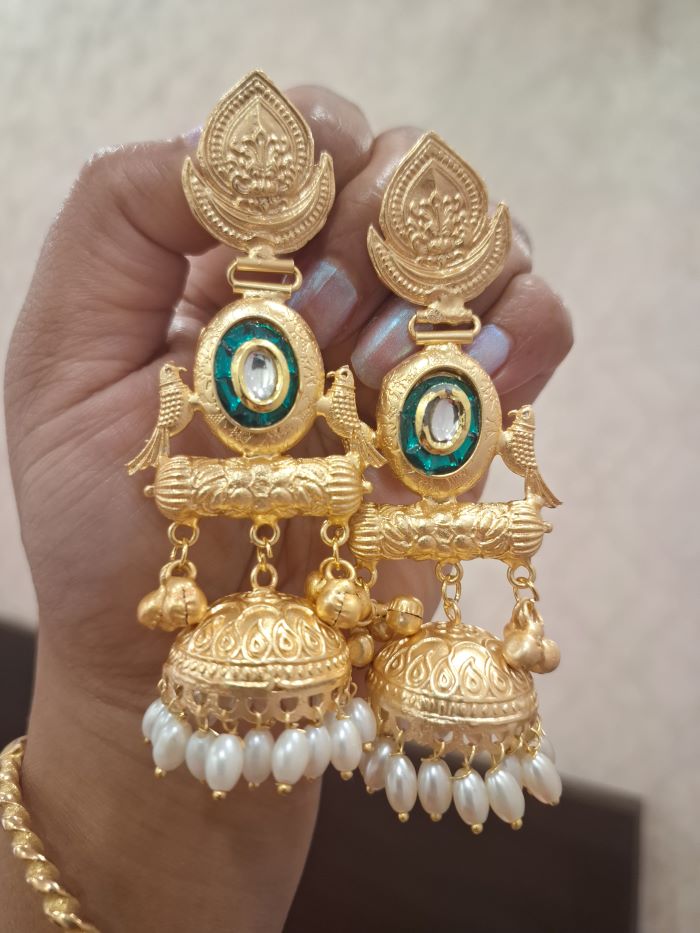 Jaspreet green jhumkis