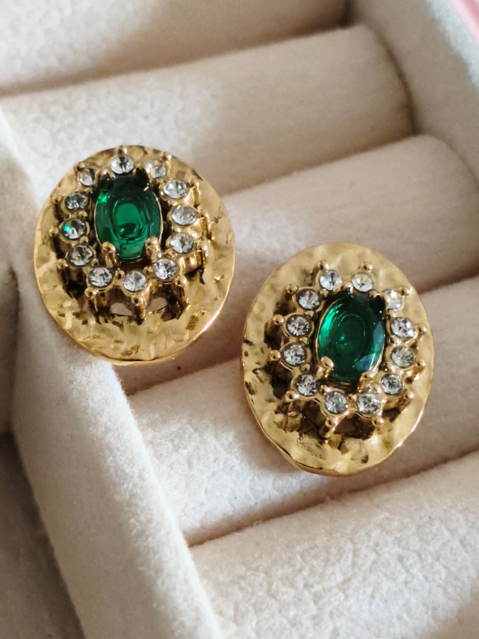 Jemimah emerald green stud earrings