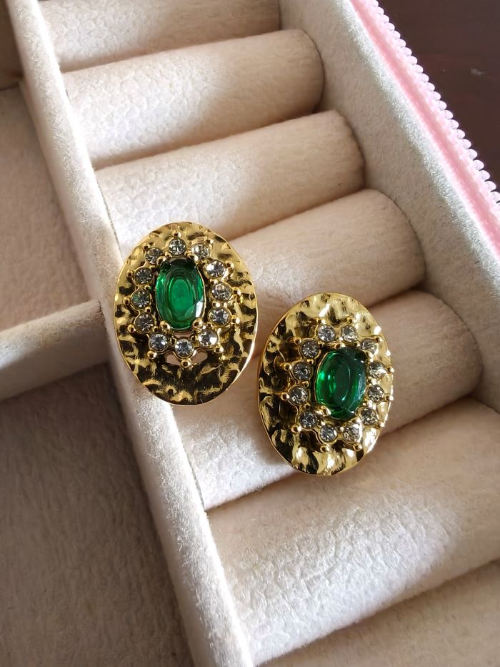 Jemimah emerald green stud earrings