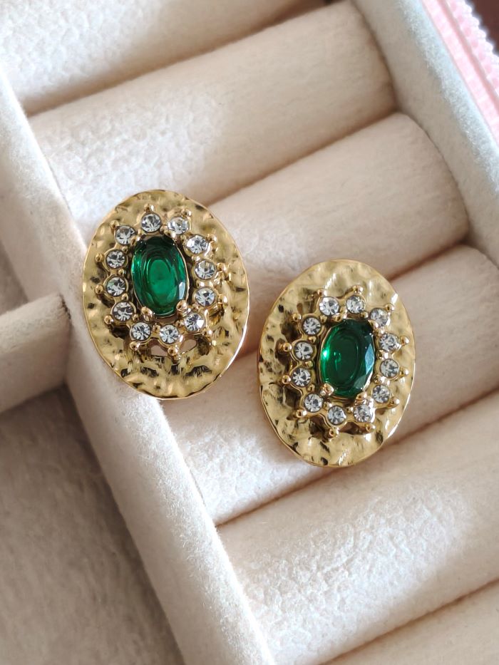 Jemimah emerald green stud earrings