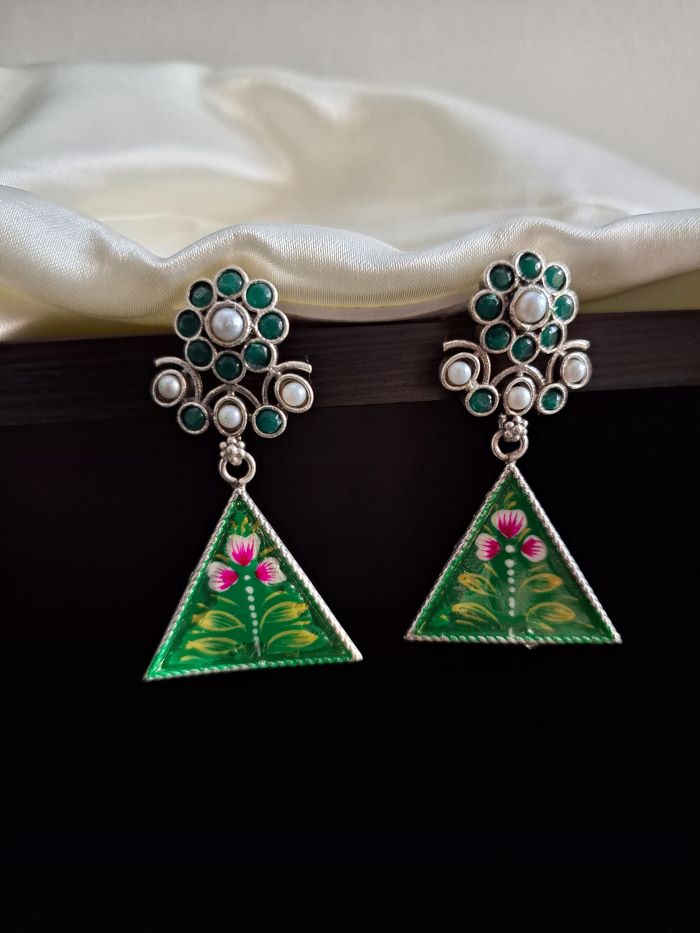 Jugni Green Dangler Earrings