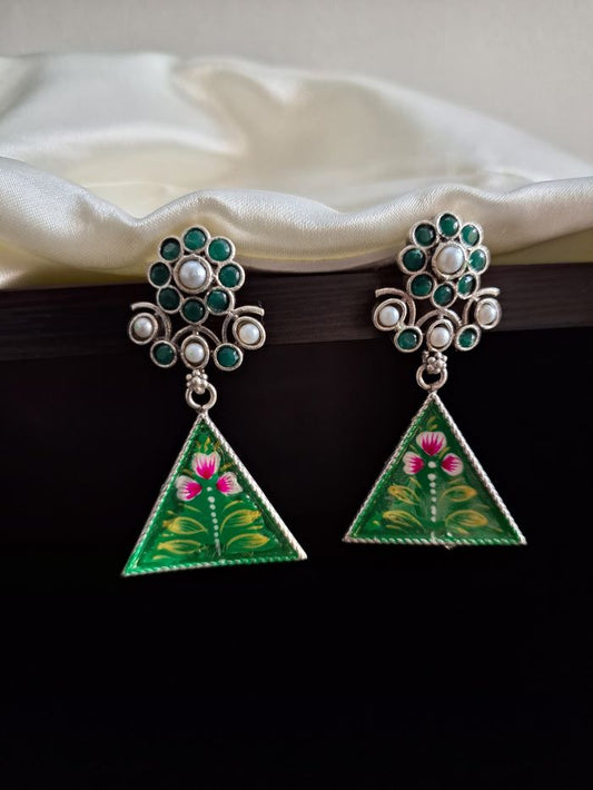 Jugni Green Dangler Earrings
