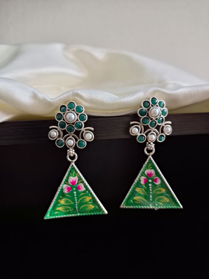 Jugni Green Dangler Earrings