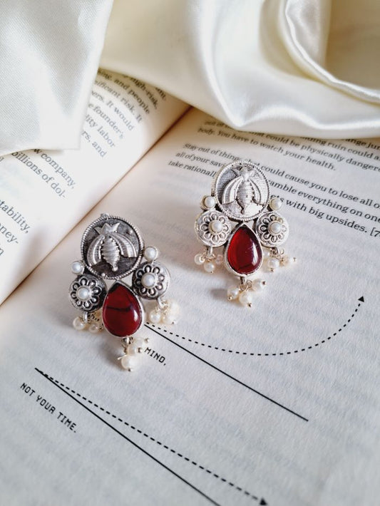 Karma Red stud earrings