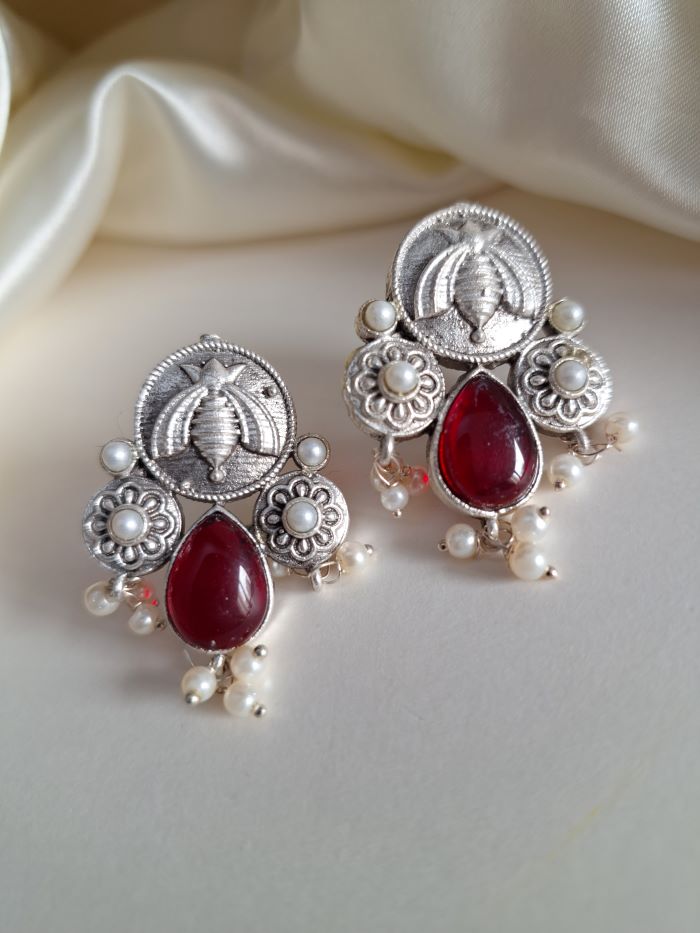 Karma Red stud earrings