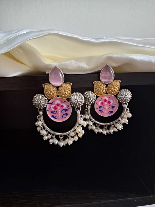 Masoom light-pink chandbali earrings