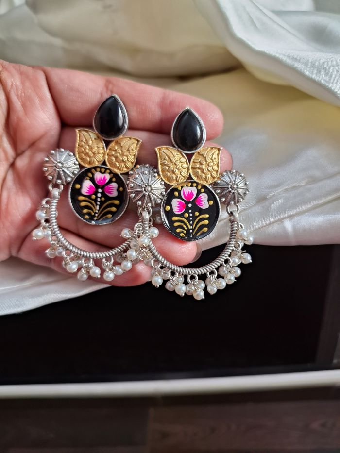 Masoom black chandbali earrings