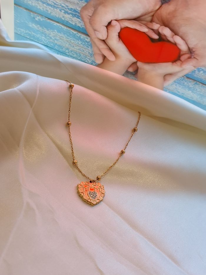 Mom written anti-tarnish heart pendant chain