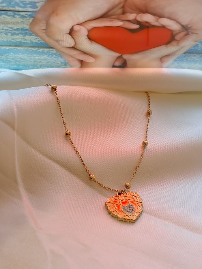 Mom written anti-tarnish heart pendant chain