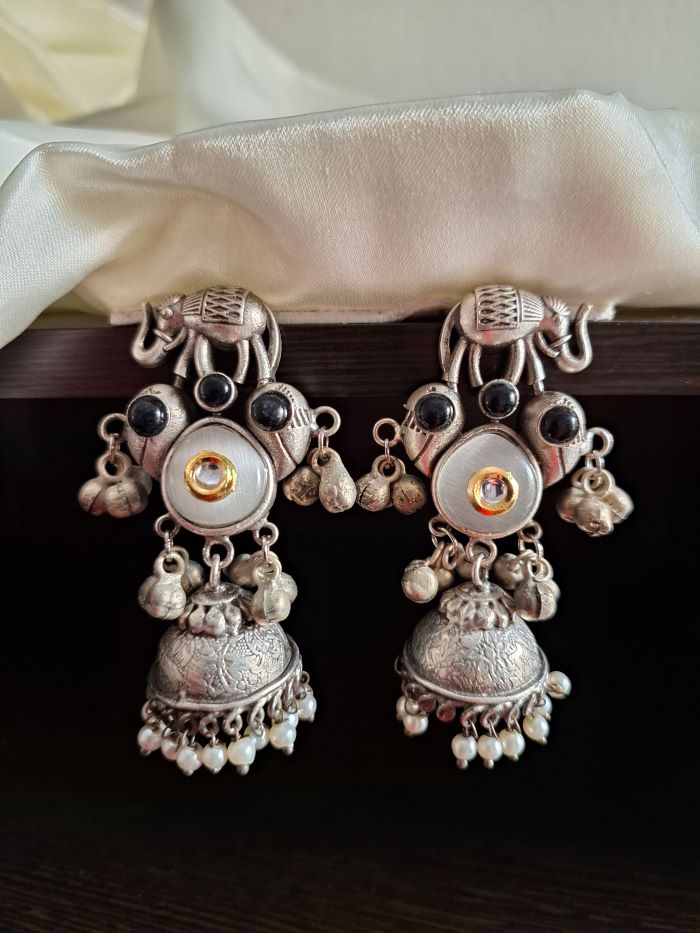 Rupali white jhumka earrings