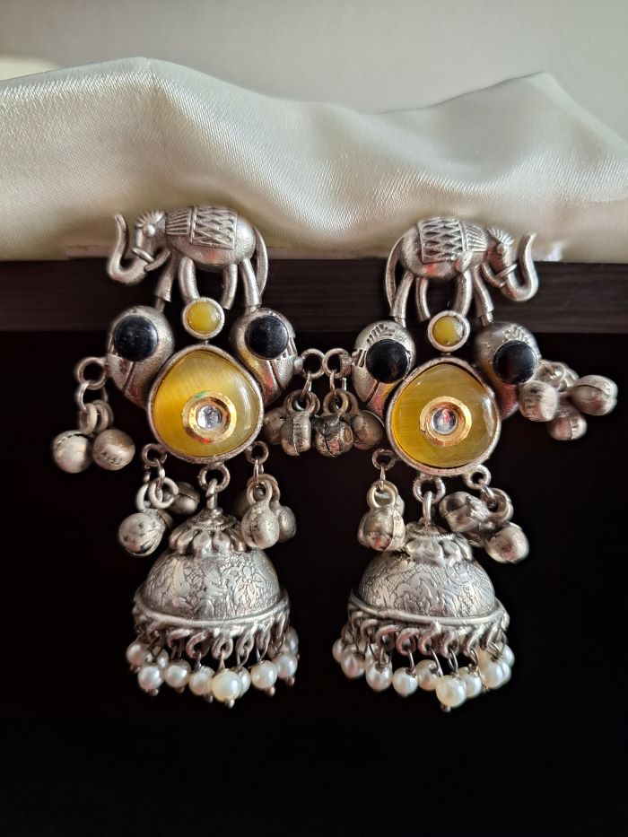 Rupali Yellow jhumka earrings