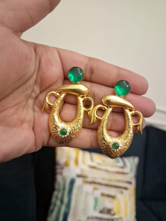 Mugdha green studs earrings