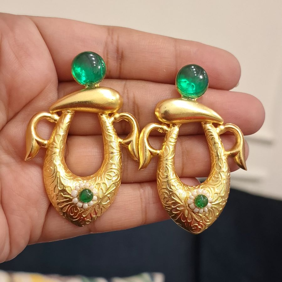 Mugdha green studs earrings