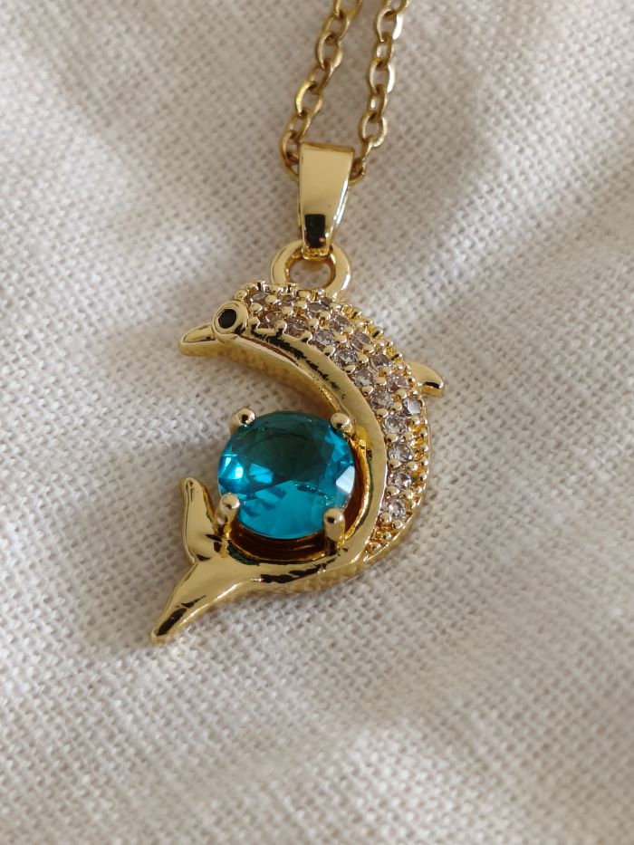 Mystic turquoise and white anti-tarnish pendant chain