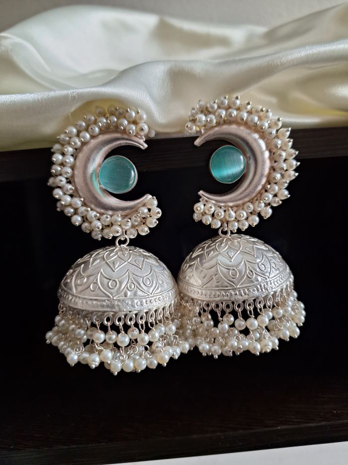 Pallavi Mint blue jhumki earrings