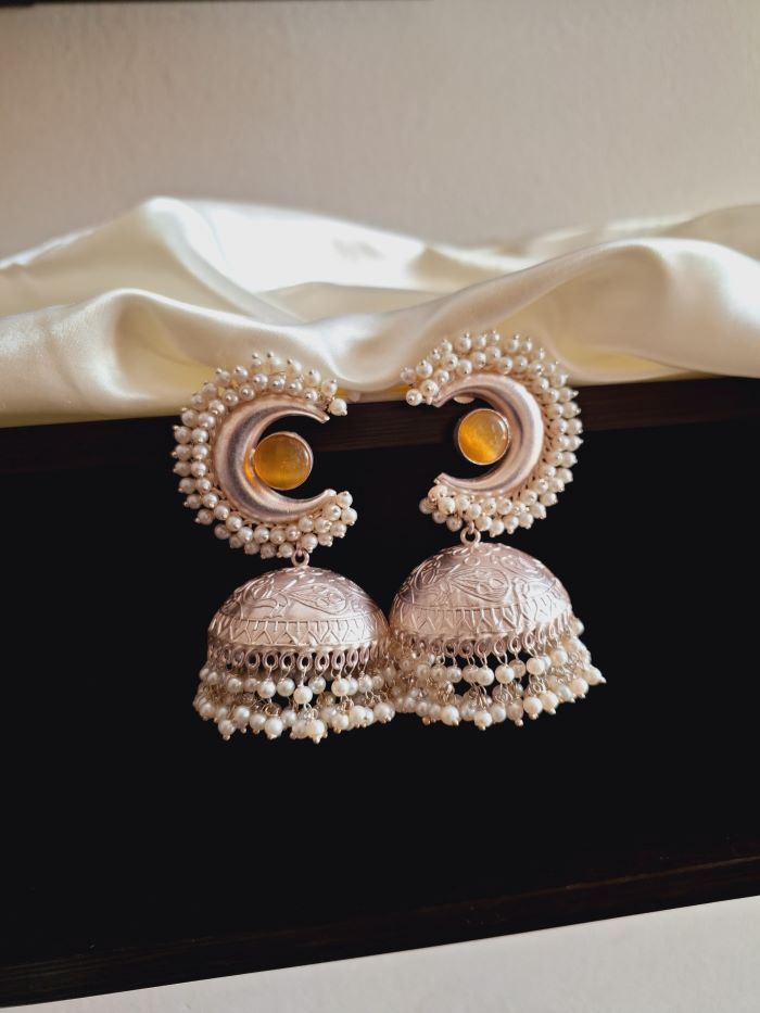 Pallavi yellow jhumki earrings